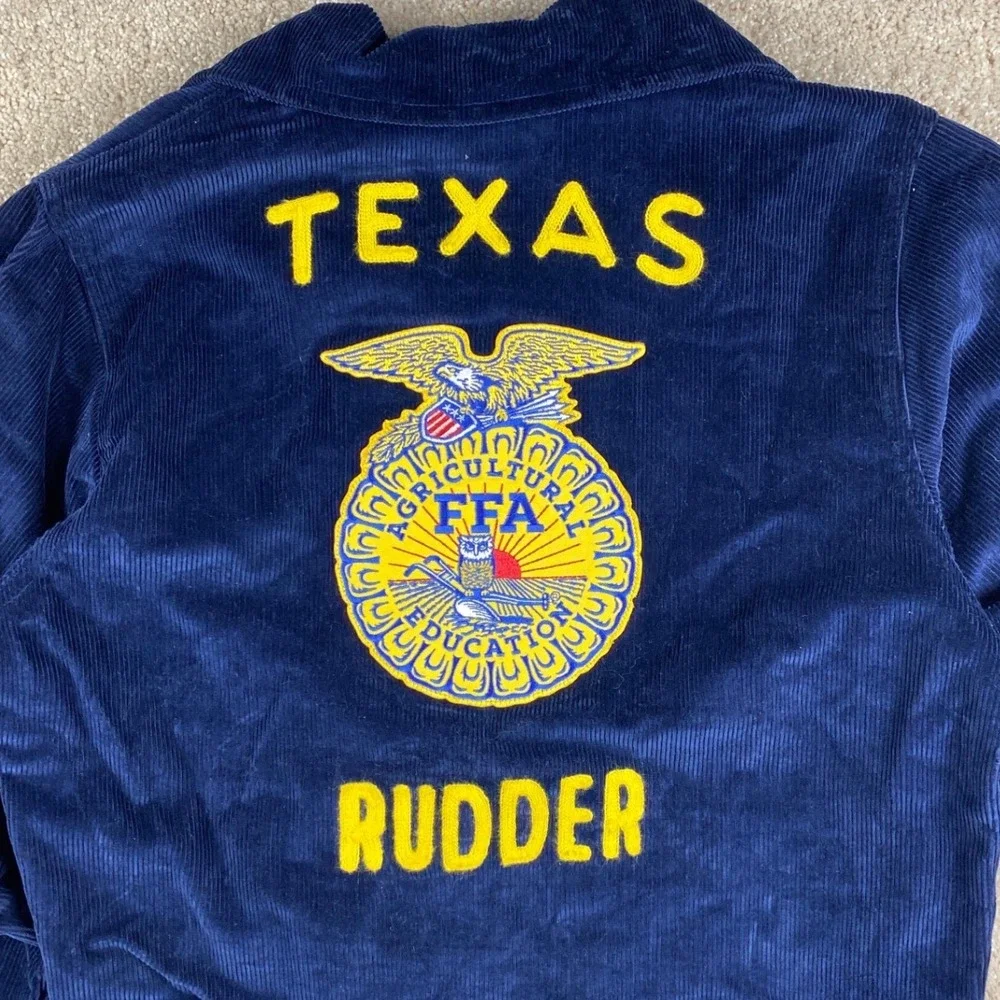 Vintage FFA Texas Rudder Corduroy Jacket Navy Blue Men's Size 36 Hunter McSmith